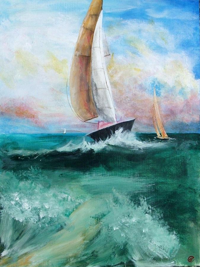 Sailing The Big Blue Painting by S Tellier - Fine Art America