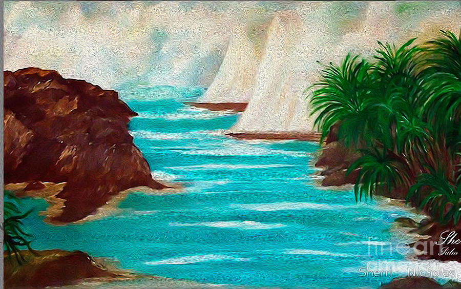 Tree Painting - Sailing The Coast Of California by Sherris - Of Palm Springs