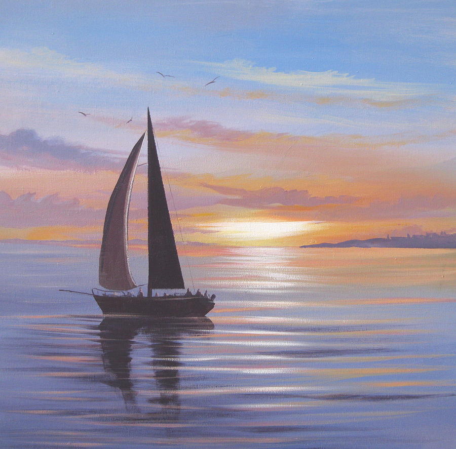 Sailing To Rounstone Painting by Cathal O malley