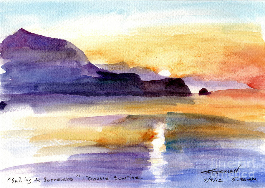 sailing to Sorrento double sunrise Painting by Valerie Freeman