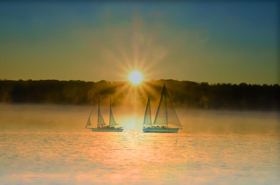 Up Movie Photograph - Sailing when the Sun Comes Up by Bill Cannon