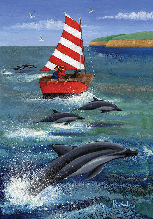 Summer Photograph - Sailing With Dolphins by MGL Meiklejohn Graphics Licensing