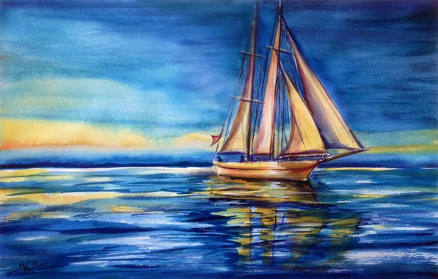 Sailing with the sun Painting by Katerina Kovatcheva