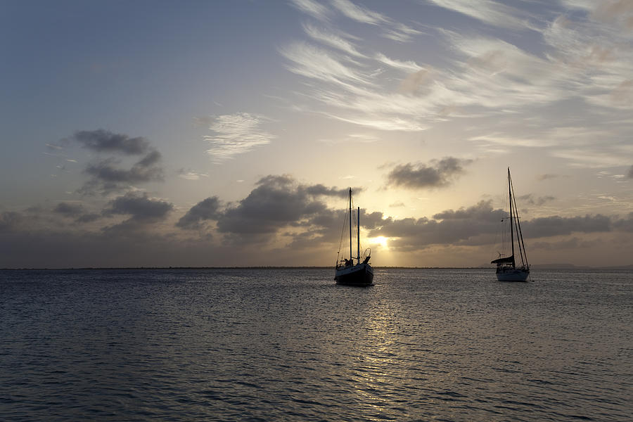 Sailingboats by evening.  Photograph by Vanessa D -