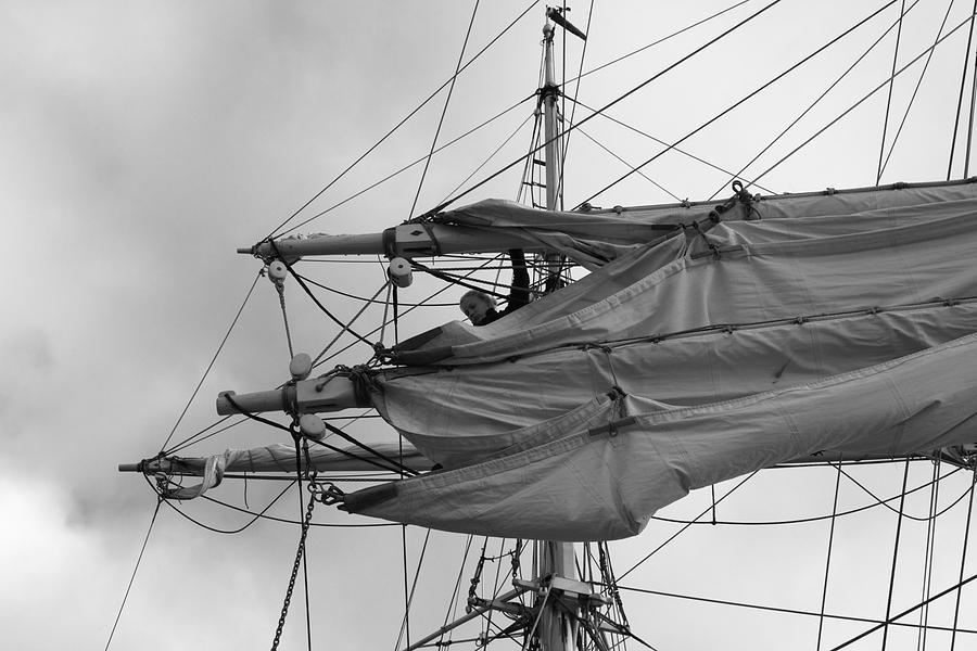 Sailor in the rigging - monochrome Photograph by Ulrich Kunst And Bettina Scheidulin