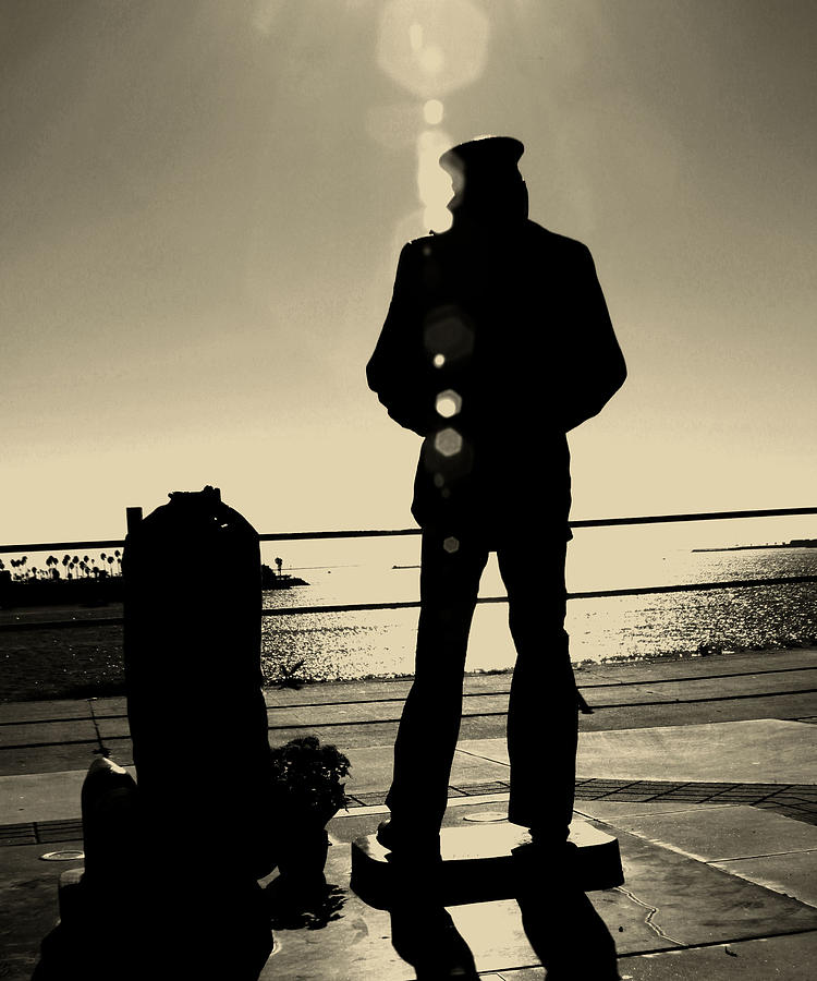 Long Beach Photograph - Sailor Statue over Long Beach Harbor by Denise Dube