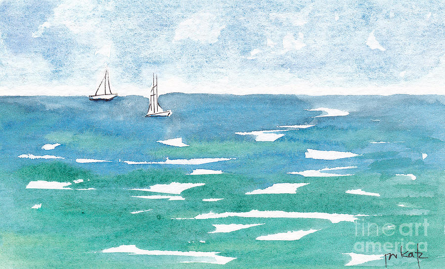 Sails At Sea Painting by Pat Katz