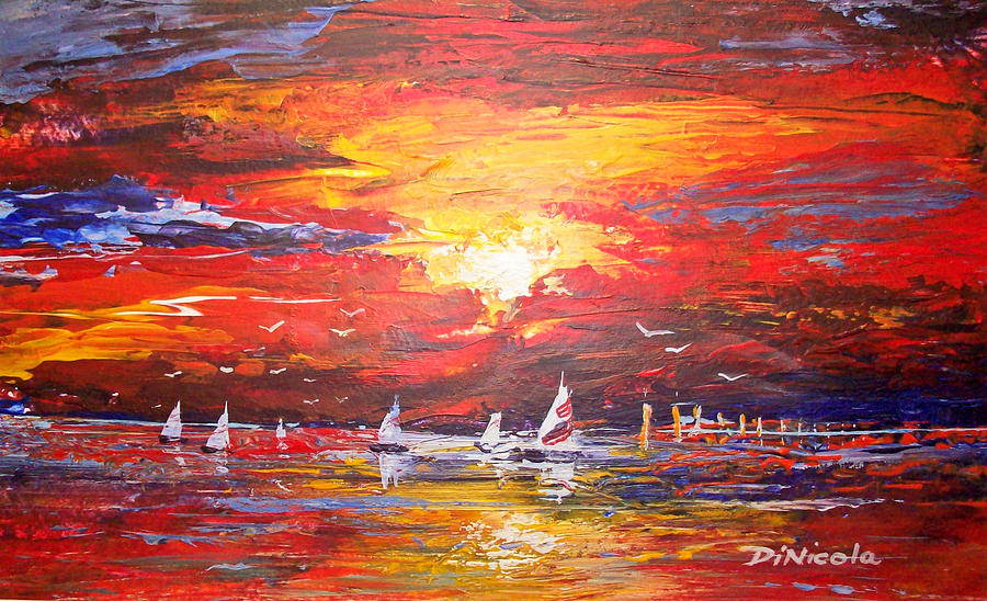 Sails at Sunset Painting by Anthony DiNicola
