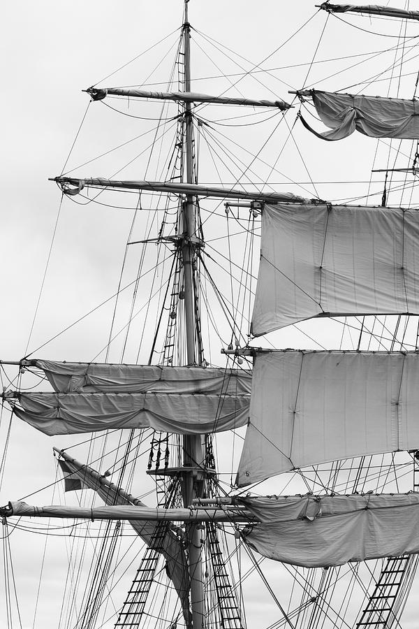 Sails of a brig - monochrome Photograph by Ulrich Kunst And Bettina Scheidulin