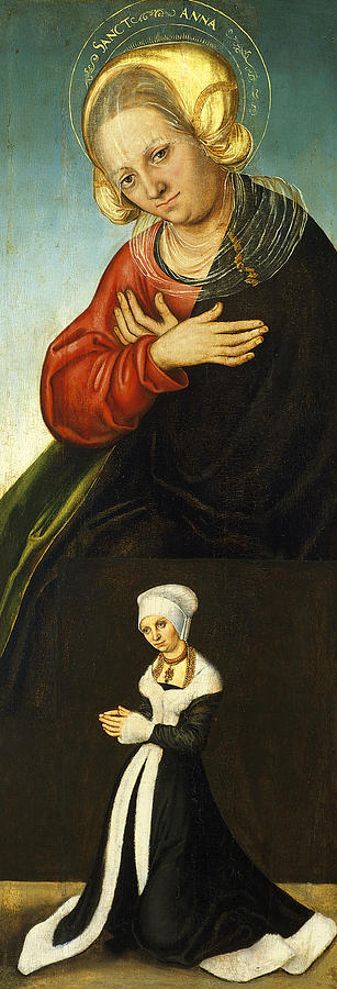 Saint Anne with the Duchess Barbara of Saxony as Donor Painting by Lucas Cranach the Elder