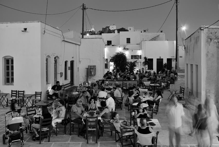 Tables Photograph - Saint Athanasios square in Sifnos island by George Atsametakis