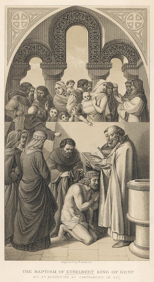 Saint Augustine Baptising Ethelbert Drawing by Mary Evans Picture ...