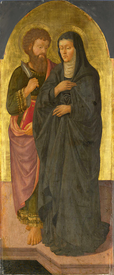 Holy Person Painting - Saint Bartholomew and Saint Monica by Zanobi Machiavelli