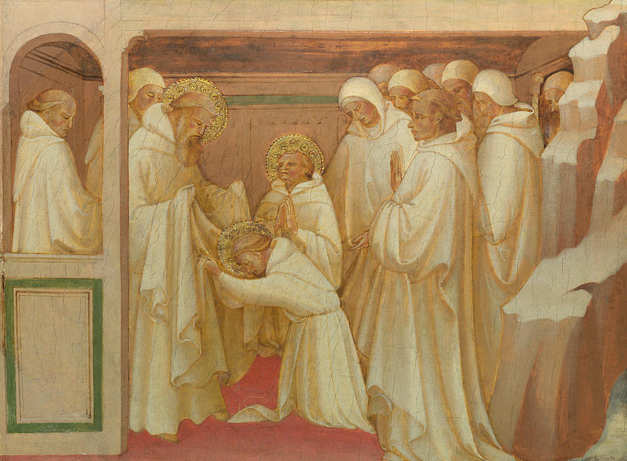 Saint Benedict admitting Saints into the Order Painting by Lorenzo Monaco