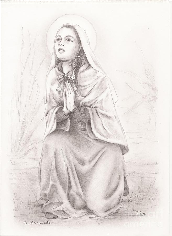 Saint Bernadette of Lourdes Drawing by Manon Massari