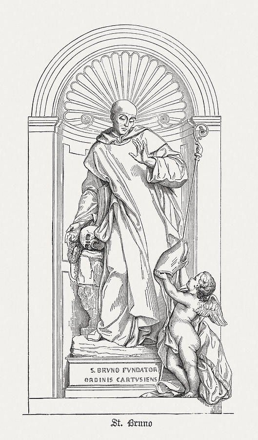 Saint Bruno (1035 - 1101), published in 1878 Drawing by Zu_09