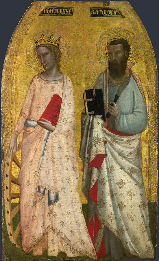 Saint Catherine and Saint Bartholomew Painting by Allegretto Nuzi