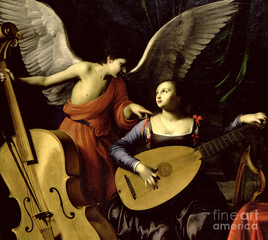Carlo Saraceni Painting - Saint Cecilia and the Angel by Carlo Saraceni