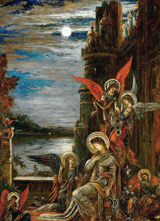 Saint Cecilia. The Angels Announcing her Coming Martyrdom Painting by Gustave Moreau