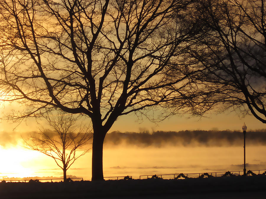 Saint Clair Sunrise with Mist 1 Photograph by Mary Bedy