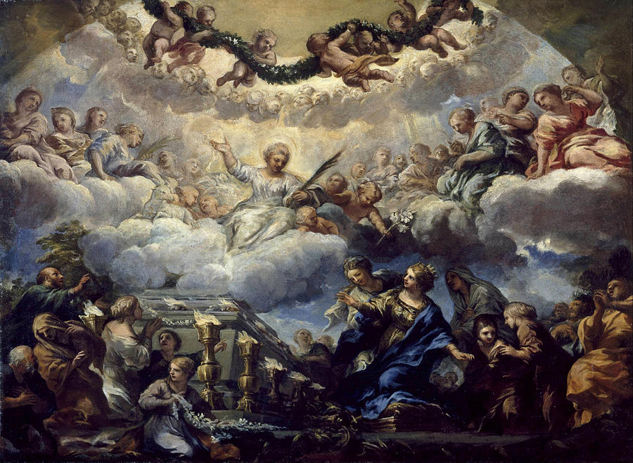 Saint Constantias Vision before the Tomb of Saints Agnes and Emerentiana Painting by Pietro da Cortona