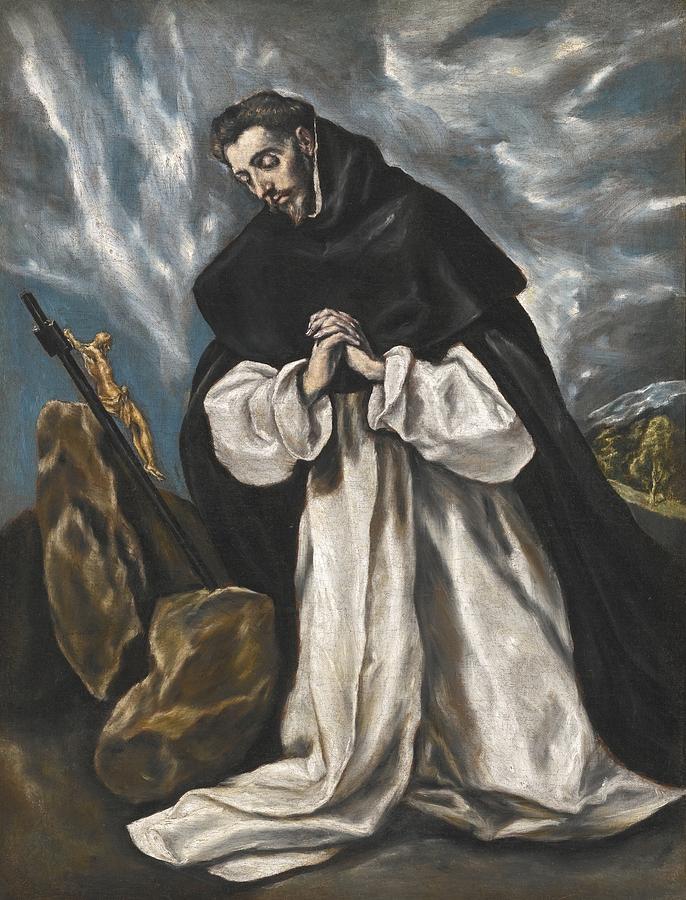 Greek Painting - Saint Dominic In Prayer #1 by Celestial Images
