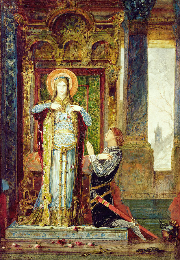 Saint Elisabeth of Hungary. The Miracle of the Roses Drawing by Gustave Moreau