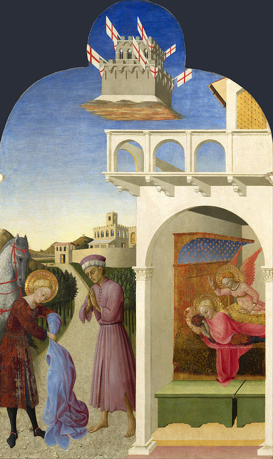 Saint Francis and the Poor Knight and Francis Vision Painting by Sassetta