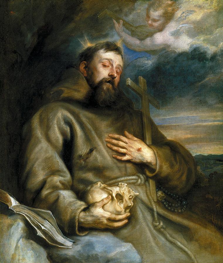 Portrait Painting - Saint Francis of Assisi in Ecstasy by Anthony van Dyck