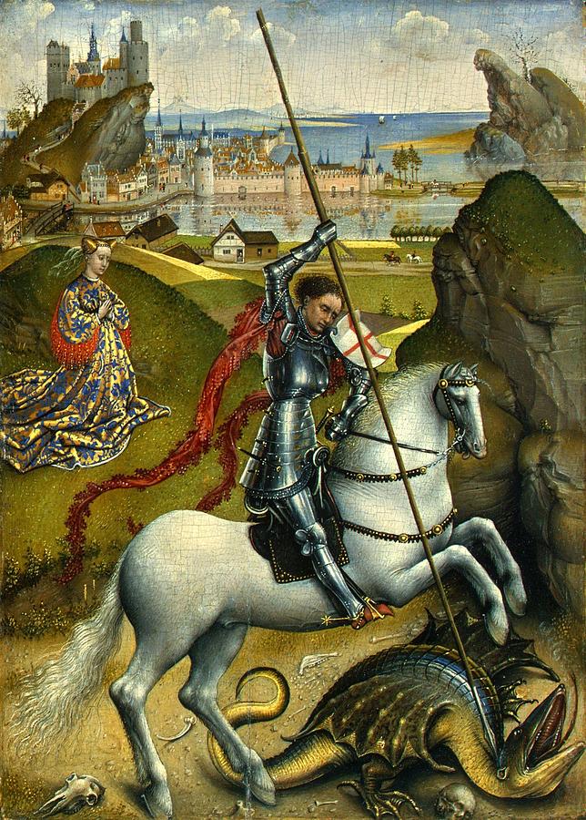 Dragon Painting - Saint George and the Dragon by Roger van der Weyden