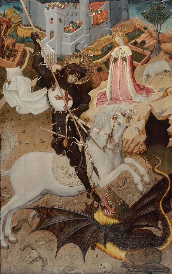 Dragon Painting - Saint George Killing the Dragon - 1434-35 by Bernat Martorelli