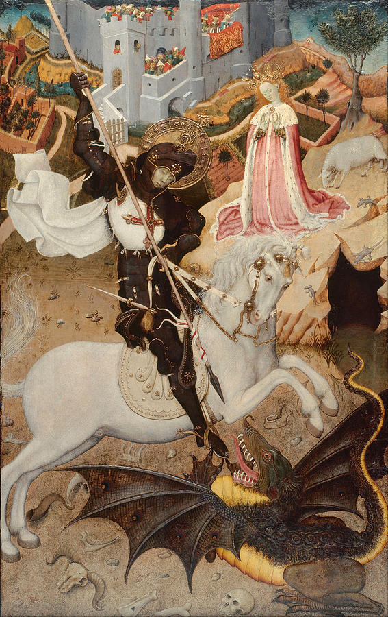 Saint George Killing The Dragon Painting - Saint George Killing the Dragon by Bernat Martorell