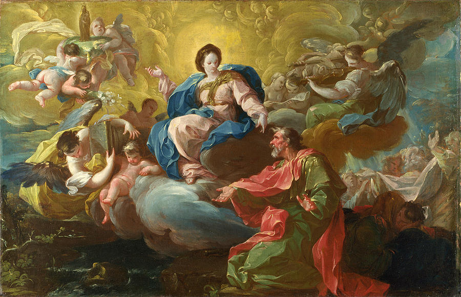 Saint James being visited by the Virgin Painting by Francisco Bayeu y Subias