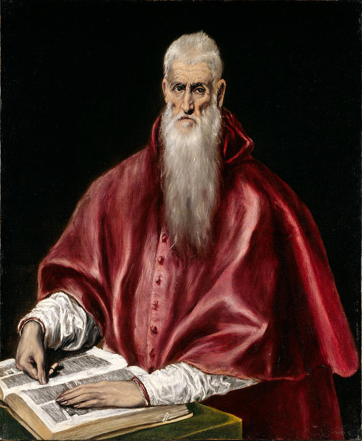 El Greco Painting - Saint Jerome as Scholar by El Greco