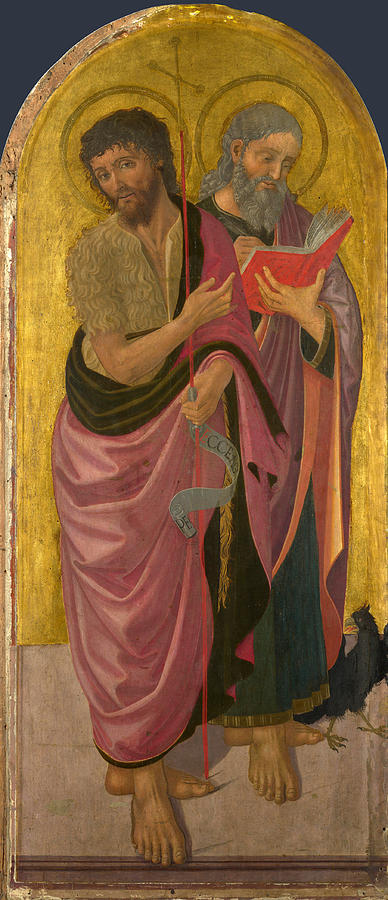 Saint John the Baptist and Saint John the Evangelist Painting by Zanobi Machiavelli