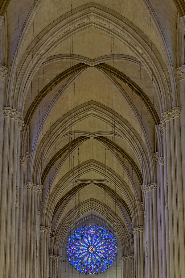 Saint John The Divine Cathedral Arches And Rose Window Photograph by Susan Candelario