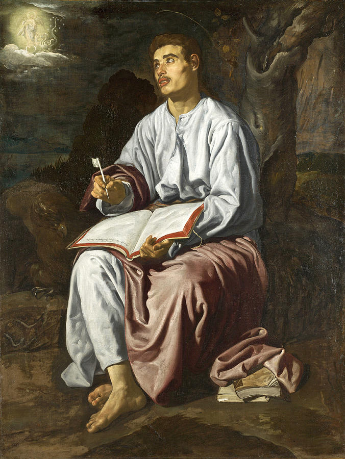 Saint John the Evangelist on the Island of Patmos Painting by Diego Velazquez