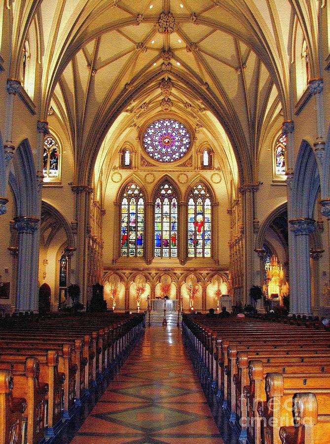 Saint Josephs Cathedral Buffalo New York Canvas Effect Photograph by Rose Santuci-Sofranko