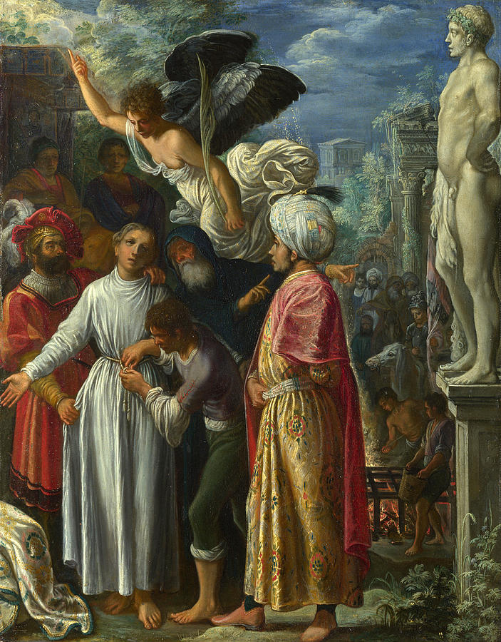 Saint Lawrence prepared for Martyrdom Painting by Adam Elsheimer