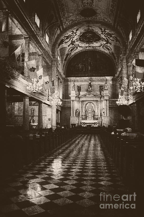 Saint Louis Cathedral New Orleans black and white Photograph by Kathleen K Parker