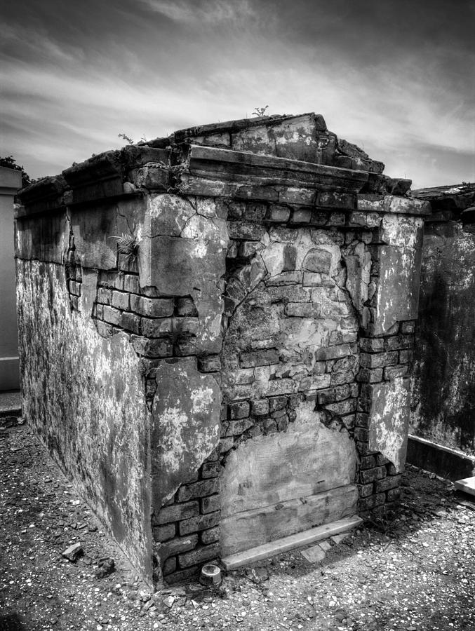 Saint Louis Cemetery No. 1 Brick Grave in Black and White Photograph by Greg and Chrystal Mimbs