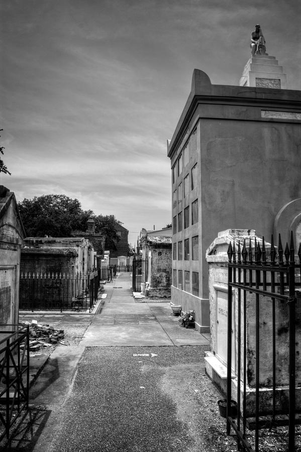 Saint Louis Cemetery Number 1 in Black and White Photograph by Greg and Chrystal Mimbs