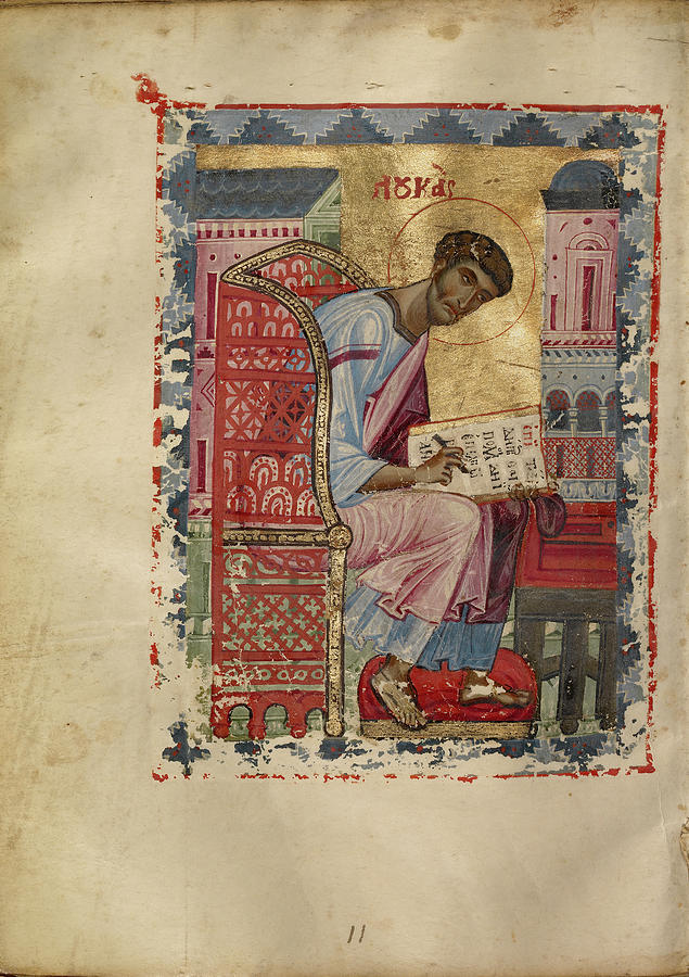 Byzantine Drawing - Saint Luke Unknown Byzantine Empire Early 13th Century - by Litz Collection