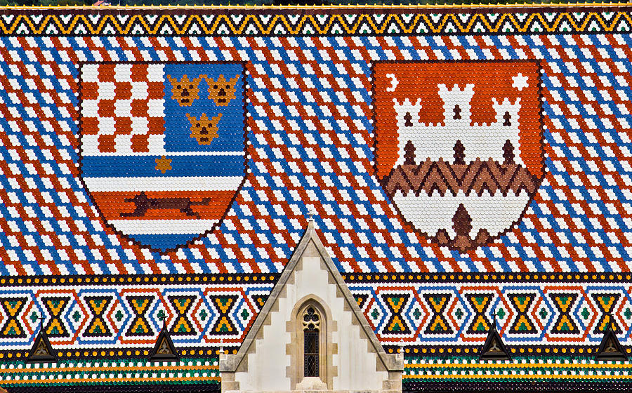 Saint Marco church roof with Croatian coat ofarms Photograph by Brch Photography