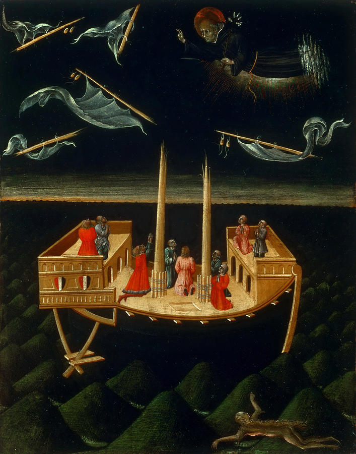 Saint Nicholas of Tolentino Saving a Ship Painting by Giovanni di Paolo Saint Nicholas of Tolentino Saving a Ship Painting by Giovanni di Paolo