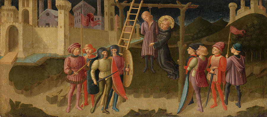 Hanged Man Drawing - Saint Nicholas Saving A Hanged Man, Attributed To Zanobi Di by Litz Collection