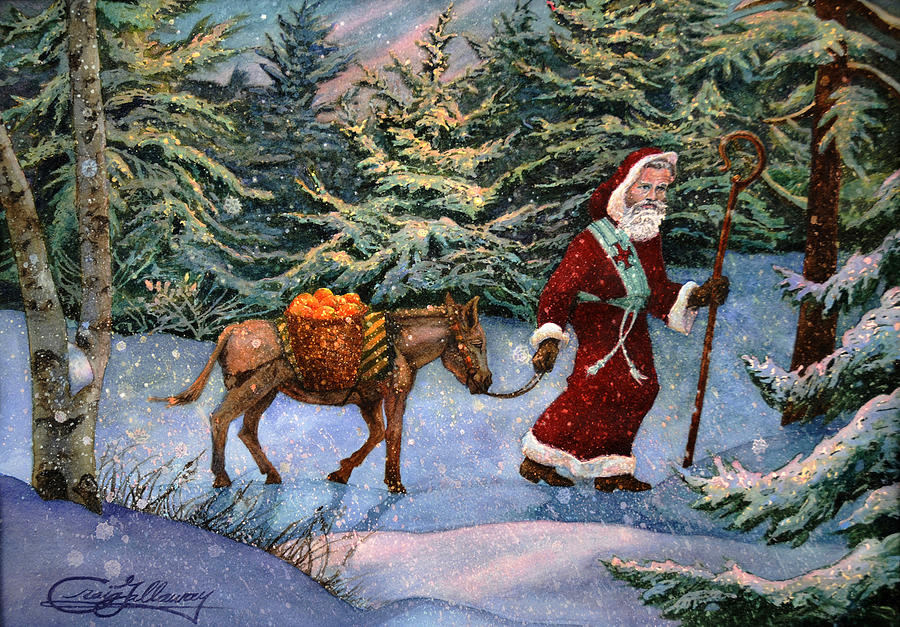 Christmas Painting - Saint Nicholas with Oranges by Craig Gallaway