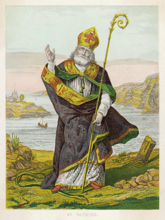 Saint Patrick (390? 461?) Patron Drawing by Mary Evans Picture