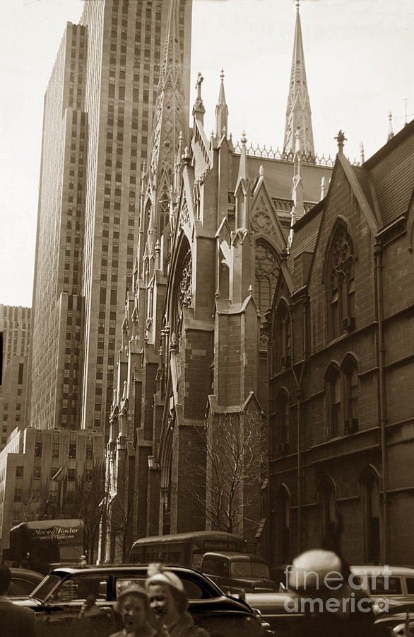 New York City Photograph - Saint Patricks Cathedral New York City N Y circa 1957 by Monterey County Historical Society