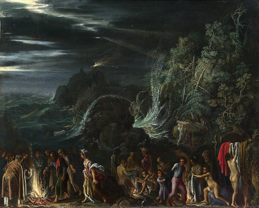 Saint Paul on Malta Painting by Adam Elsheimer